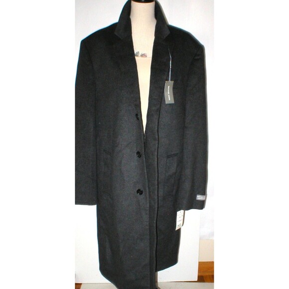 New NWT 46L 46 Long L Mens Over Coat Michael Kors Wool Cashmere Dark Gray Heathe - Picture 3 of 12
